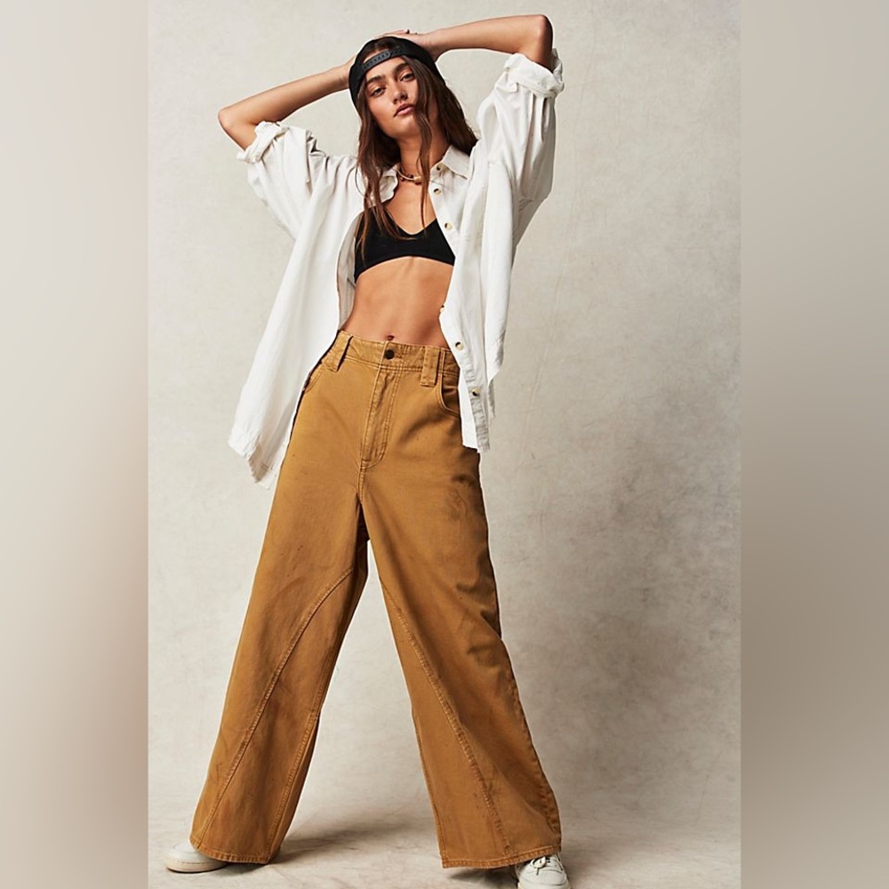 FREE PEOPLE Chill Vibes Wide Leg Jeans